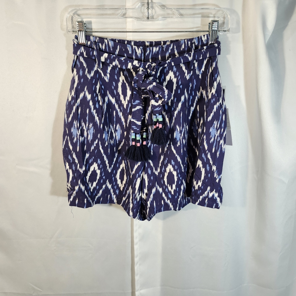 Tribal Jeans Size 0 Blue and White Ikat Print Shorts